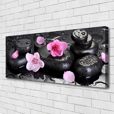 Canvas Wall art Flower stones art pink black