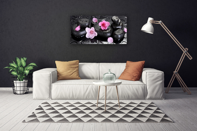 Canvas Wall art Flower stones art pink black