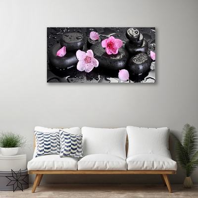 Canvas Wall art Flower stones art pink black