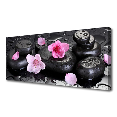 Canvas Wall art Flower stones art pink black