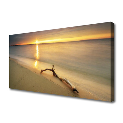 Canvas Wall art Ocean beach landscape brown blue yellow