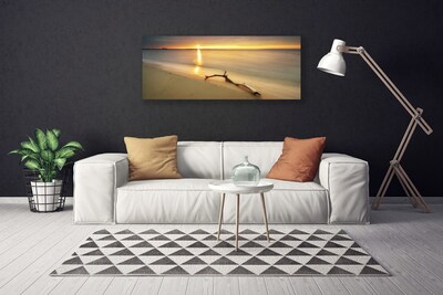 Canvas Wall art Ocean beach landscape brown blue yellow