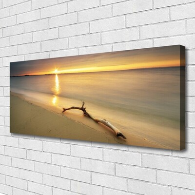 Canvas Wall art Ocean beach landscape brown blue yellow