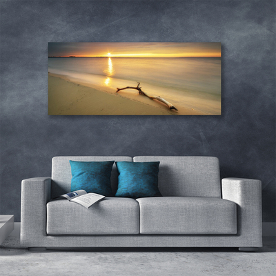 Canvas Wall art Ocean beach landscape brown blue yellow