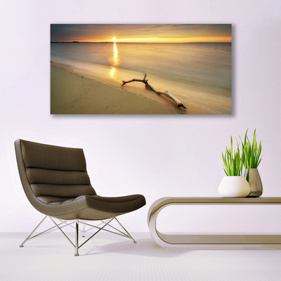 Canvas Wall art Ocean beach landscape brown blue yellow