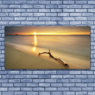 Canvas Wall art Ocean beach landscape brown blue yellow