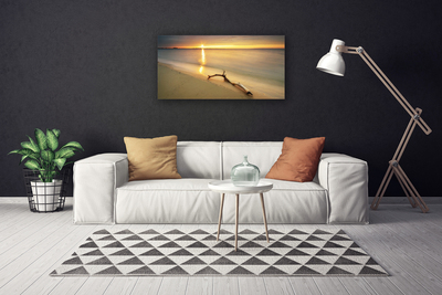 Canvas Wall art Ocean beach landscape brown blue yellow