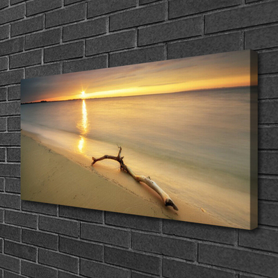 Canvas Wall art Ocean beach landscape brown blue yellow