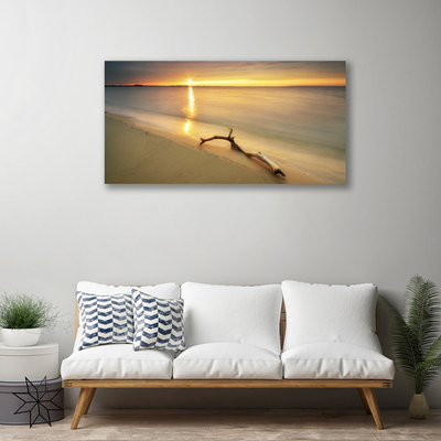 Canvas Wall art Ocean beach landscape brown blue yellow