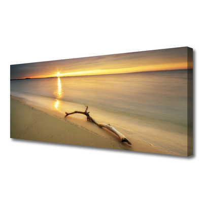 Canvas Wall art Ocean beach landscape brown blue yellow