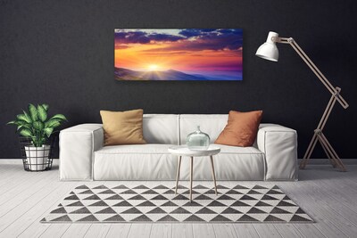 Canvas Wall art Sun mountains landscape multi