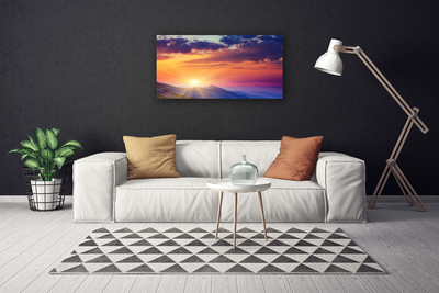 Canvas Wall art Sun mountains landscape multi