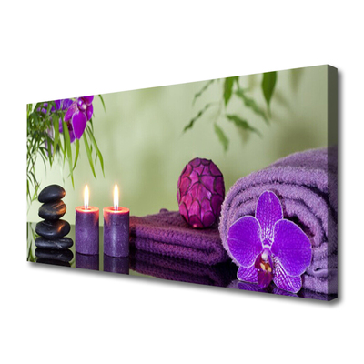 Canvas Wall art Stones candle towels art black pink purple