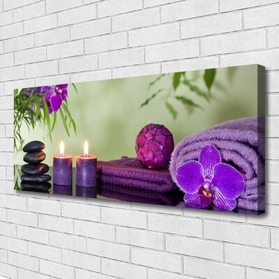 Canvas Wall art Stones candle towels art black pink purple