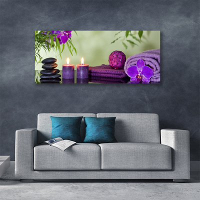 Canvas Wall art Stones candle towels art black pink purple