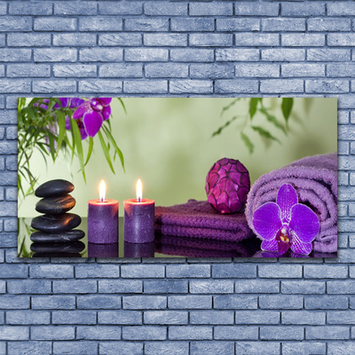 Canvas Wall art Stones candle towels art black pink purple