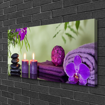 Canvas Wall art Stones candle towels art black pink purple