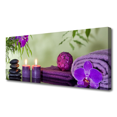 Canvas Wall art Stones candle towels art black pink purple