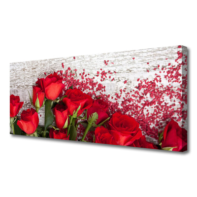 Canvas Wall art Roses floral red green