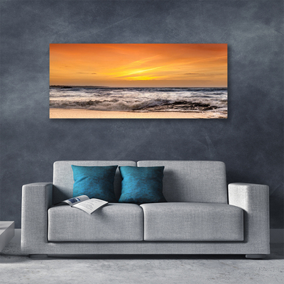 Canvas Wall art Sea landscape brown grey yellow