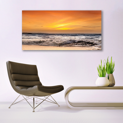 Canvas Wall art Sea landscape brown grey yellow