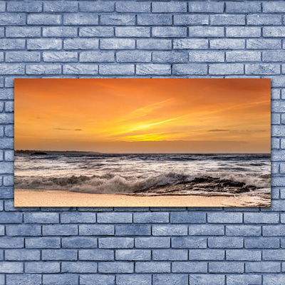 Canvas Wall art Sea landscape brown grey yellow