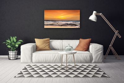 Canvas Wall art Sea landscape brown grey yellow