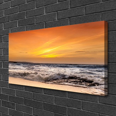 Canvas Wall art Sea landscape brown grey yellow