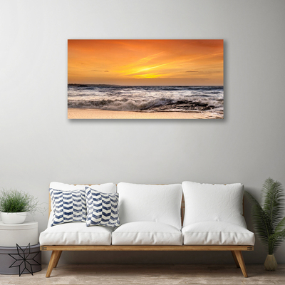 Canvas Wall art Sea landscape brown grey yellow