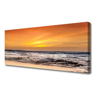 Canvas Wall art Sea landscape brown grey yellow