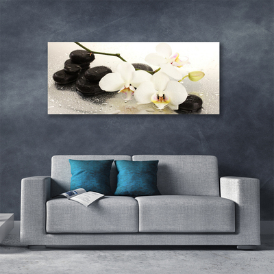 Canvas Wall art Flower stones art white black