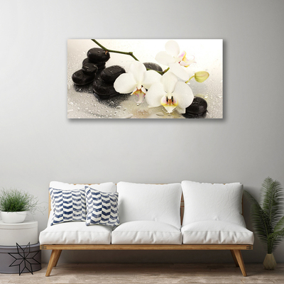 Canvas Wall art Flower stones art white black