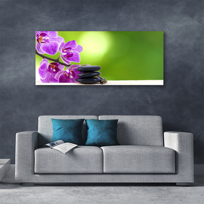 Canvas Wall art Flower stones floral pink black