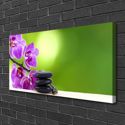 Canvas Wall art Flower stones floral pink black