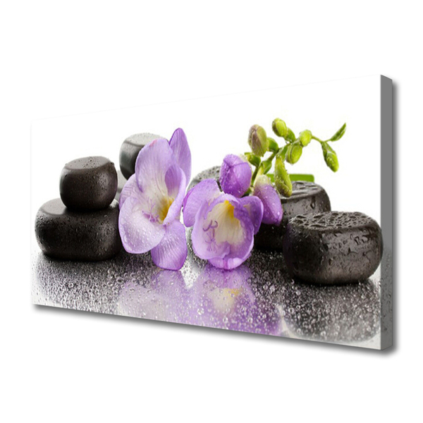 Canvas Wall art Flower stones art pink black