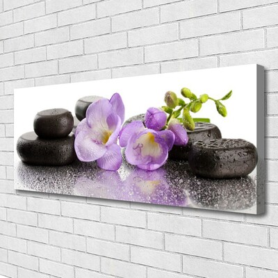 Canvas Wall art Flower stones art pink black