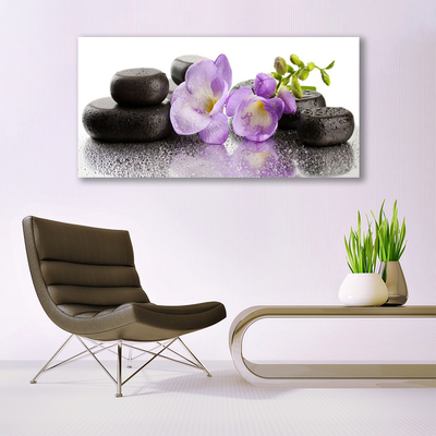 Canvas Wall art Flower stones art pink black