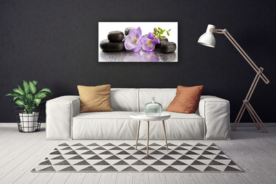 Canvas Wall art Flower stones art pink black