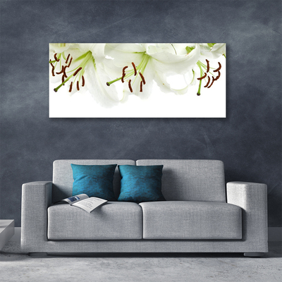 Canvas Wall art Flowers floral white green brown