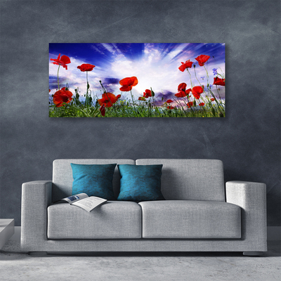 Canvas Wall art Poppies nature red green purple white