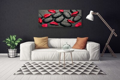 Canvas Wall art Petals stones art red grey