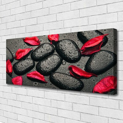 Canvas Wall art Petals stones art red grey