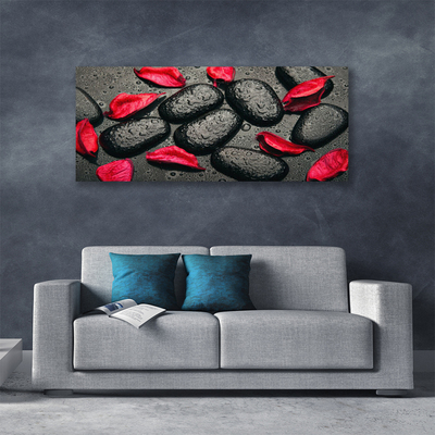 Canvas Wall art Petals stones art red grey