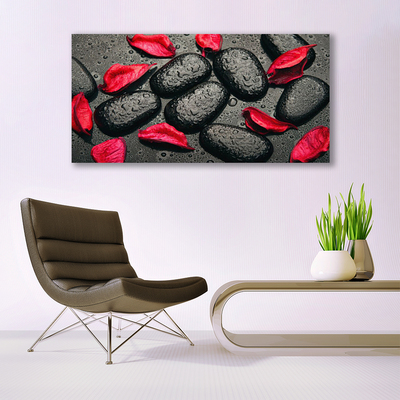 Canvas Wall art Petals stones art red grey