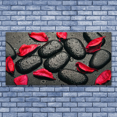 Canvas Wall art Petals stones art red grey