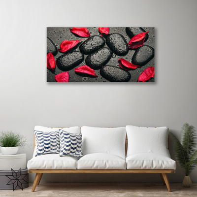 Canvas Wall art Petals stones art red grey