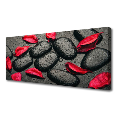 Canvas Wall art Petals stones art red grey