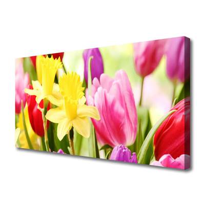 Canvas Wall art Flowers floral red yellow green