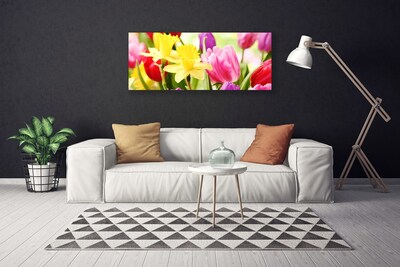 Canvas Wall art Flowers floral red yellow green