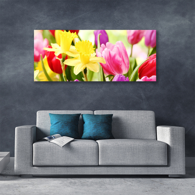 Canvas Wall art Flowers floral red yellow green